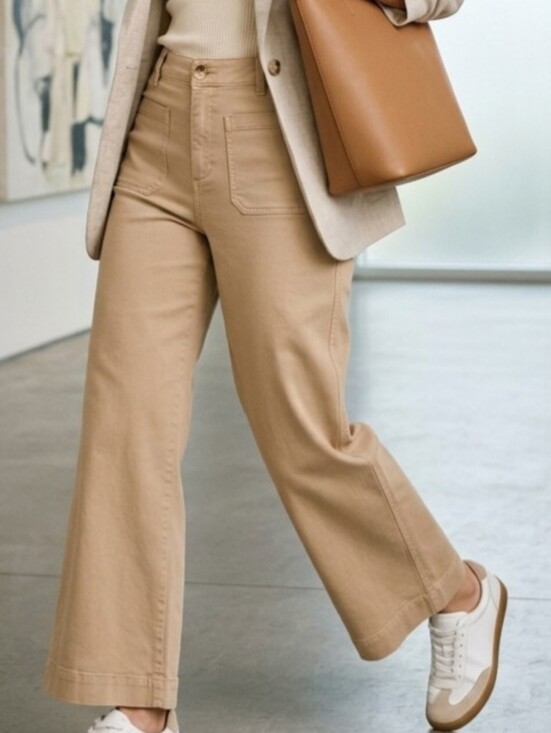 LOFT Denim - LOFT Wide Leg Jeans in Light Tan Cotton